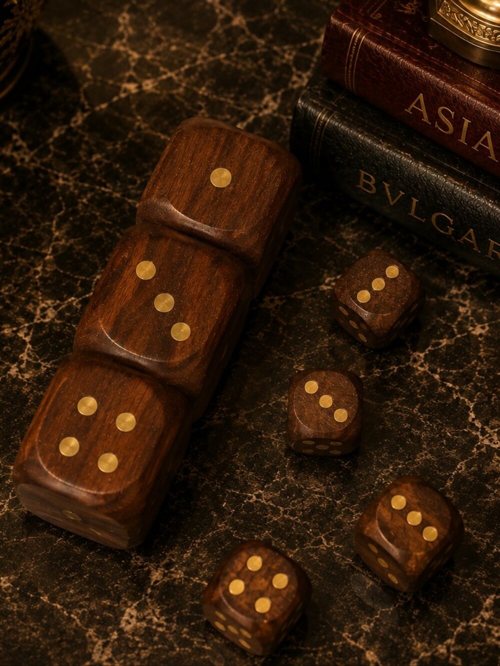 Vintage Bombay Company Hand Carved Wooden Company Dice Set